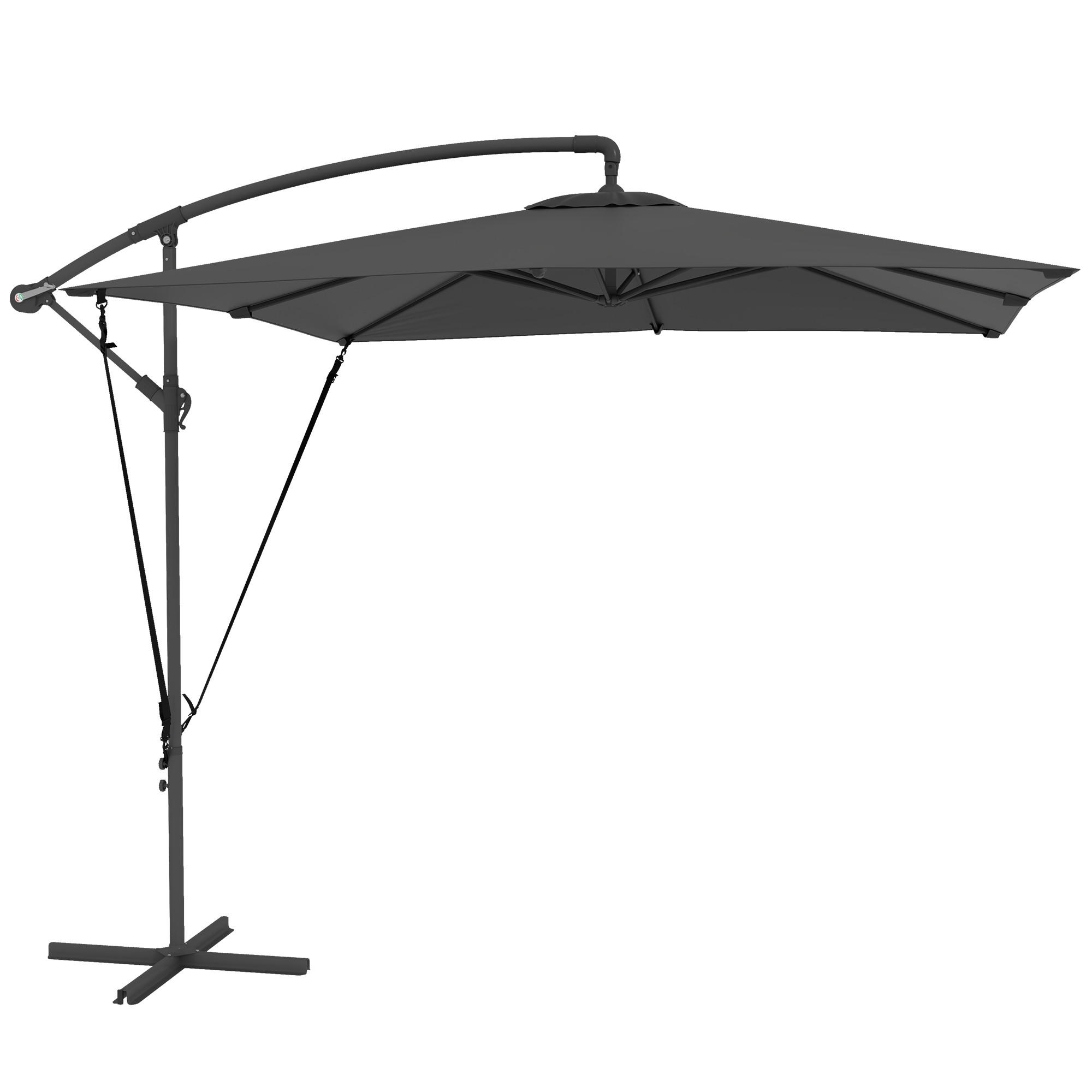 AMPELSCHIRM Dunkelgrau 247/247/256 cm - Dunkelgrau, Metall (247/247cm) - PANGIVO