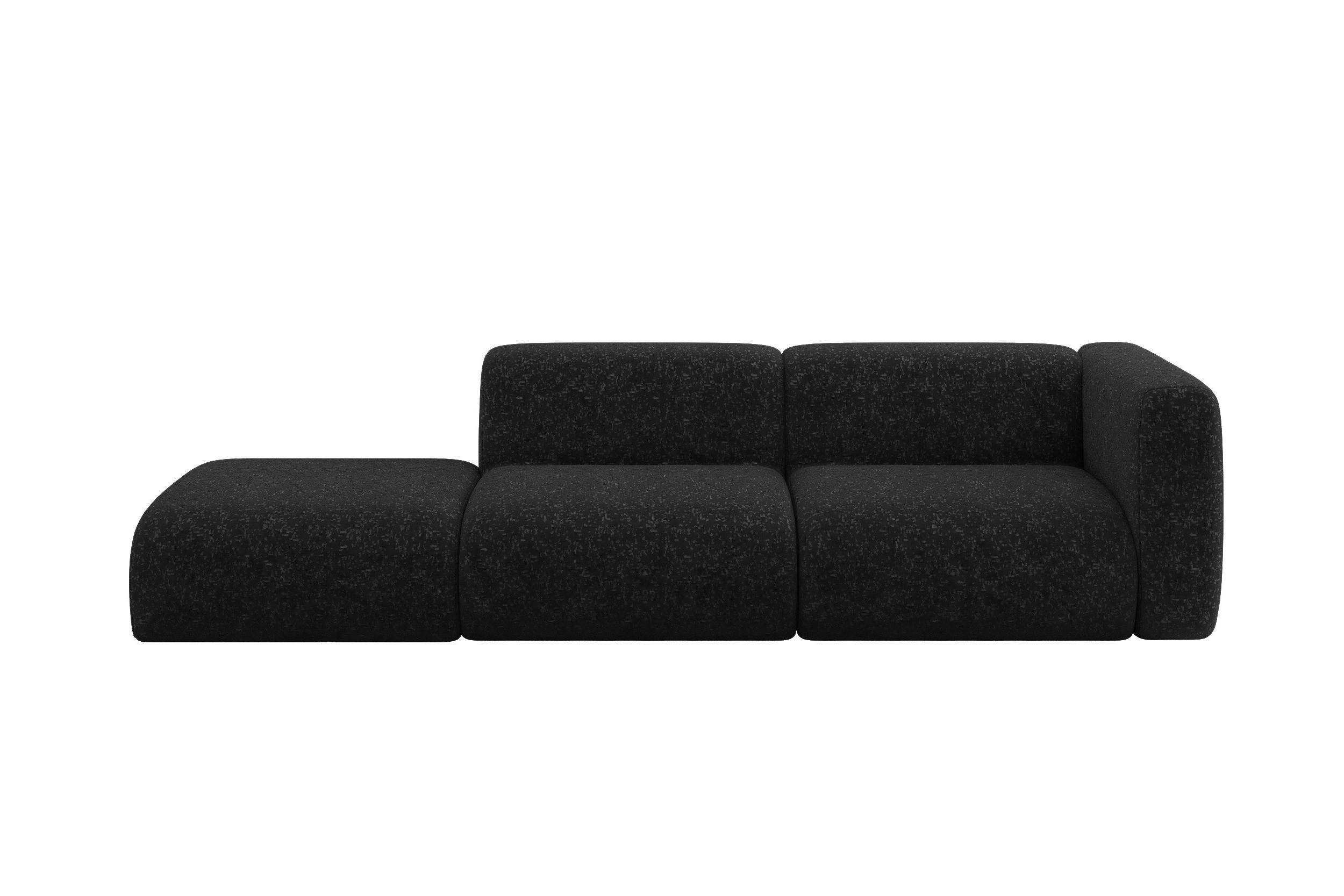 SOFA Ottomane Rechts MIRA-S3 296x89x70 Schwarz Velours - Schwarz, Holzwerkstoff/Kunststoff (296/70/89cm) - ALTDECOR
