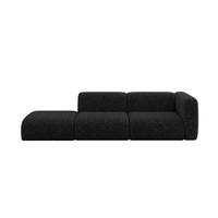 SOFA Ottomane Rechts MIRA-S3 296x89x70 Schwarz Velours - Schwarz, Holzwerkstoff/Kunststoff (296/70/89cm) - ALTDECOR