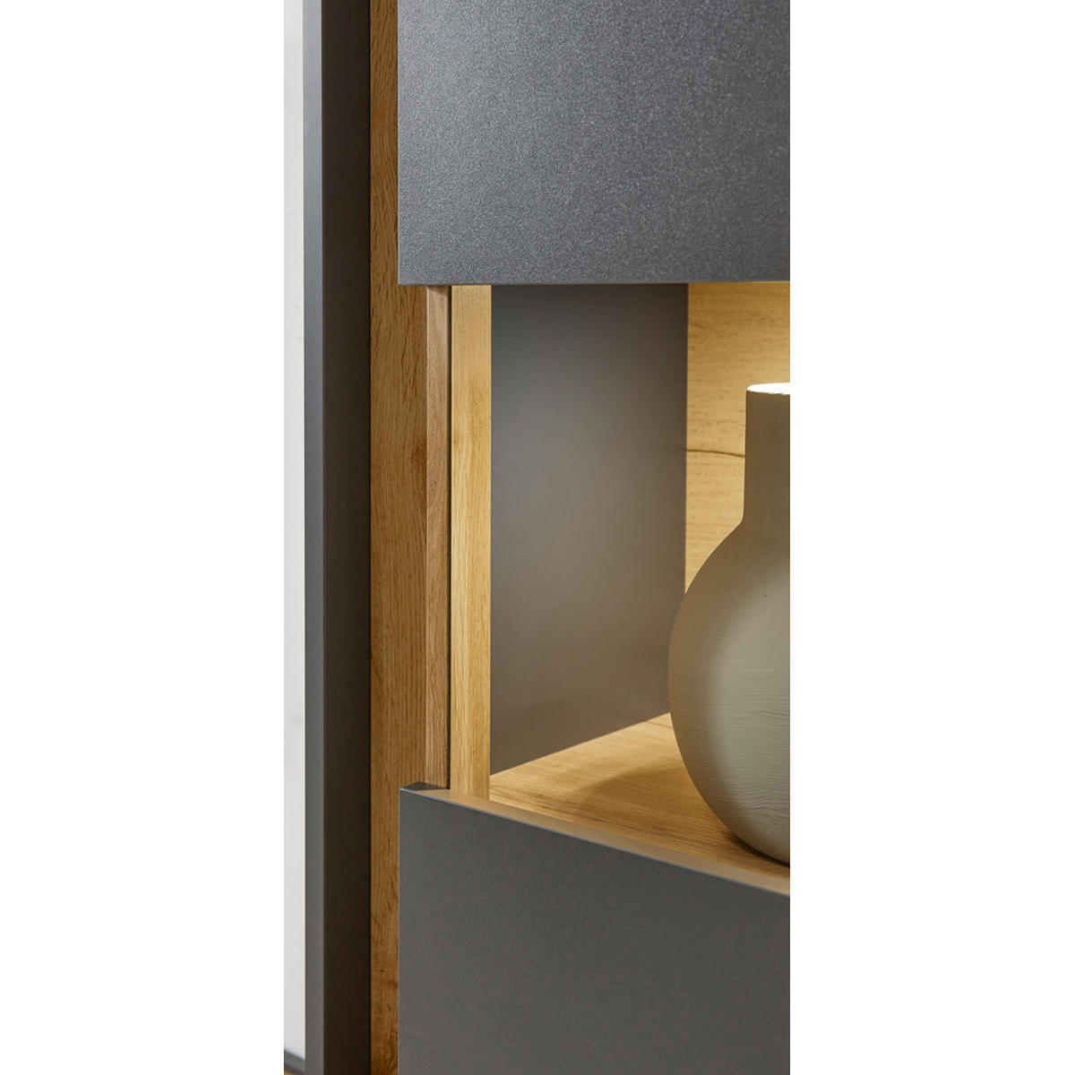 VITRINE Crisp-61 - Anthrazit, Holzwerkstoff (50/155/40cm) - Lomado