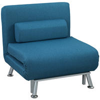 KLAPPBAR Schlafsessel Schlafsofa Klappmatratze Bett Gästebett Blau Sofa - Blau/Silberfarben, Textil/Metall (70/75/75cm) - HOMCOM