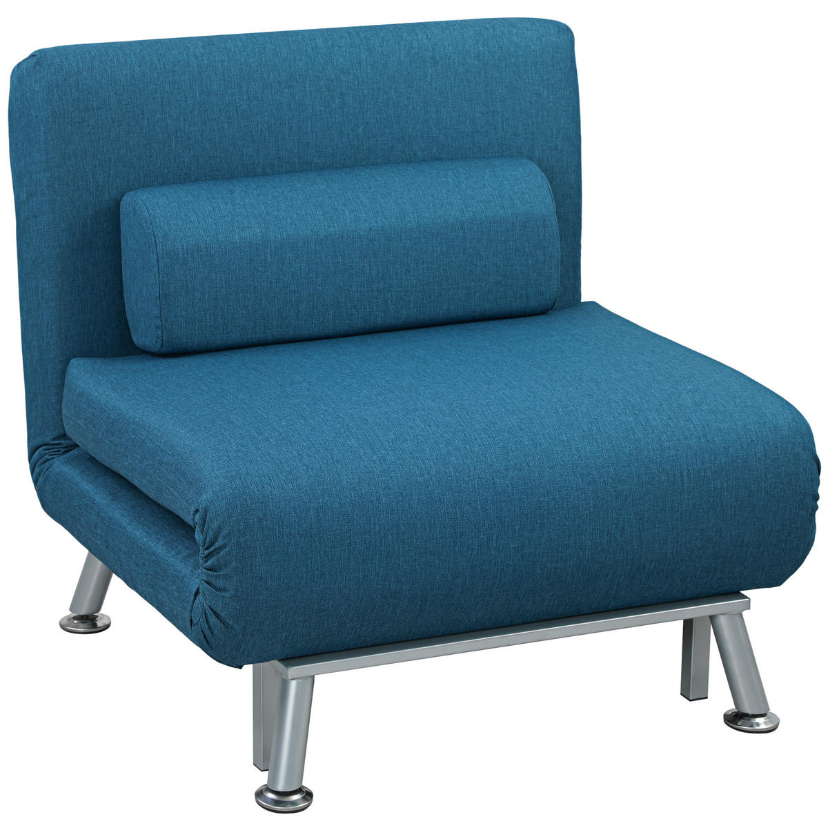 KLAPPBAR Schlafsessel Schlafsofa Klappmatratze Bett Gästebett Blau Sofa - Blau/Silberfarben, Textil/Metall (70/75/75cm) - HOMCOM