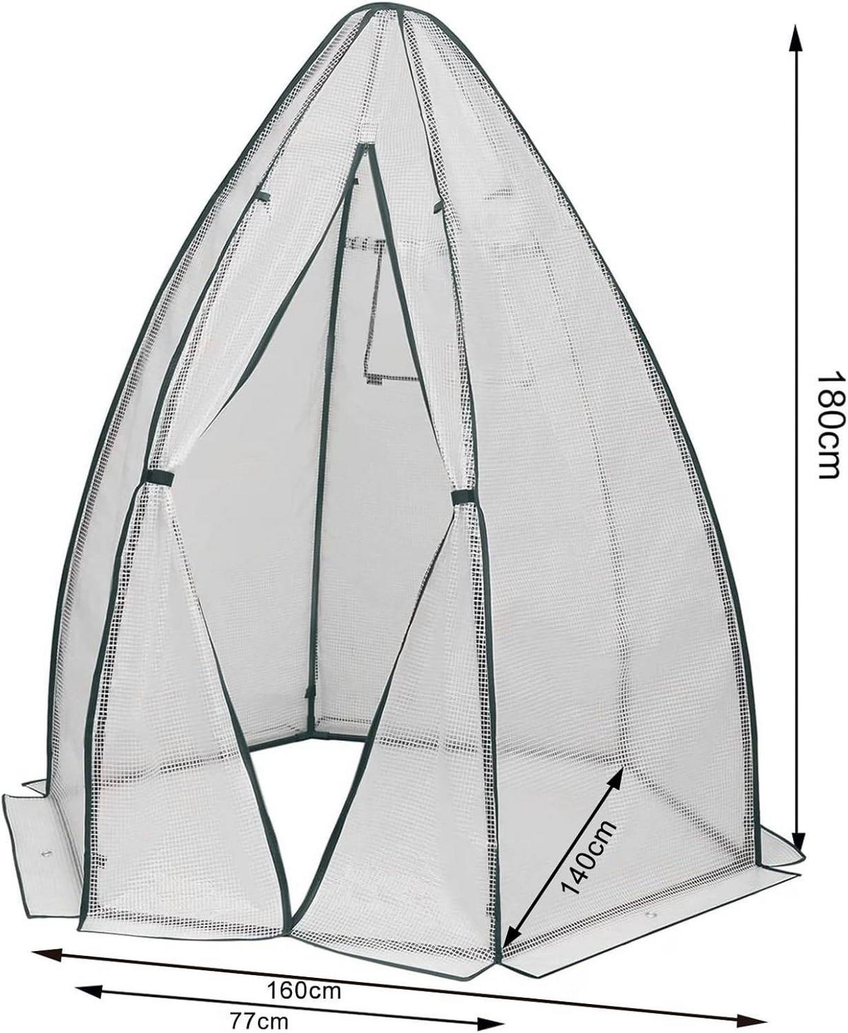 FOLIENGEWÄCHSHAUS, PE-halbdurchsichtiges Tomatengewächshaus - Weiß, Textil/Metall (160/180/160cm) - Woltu