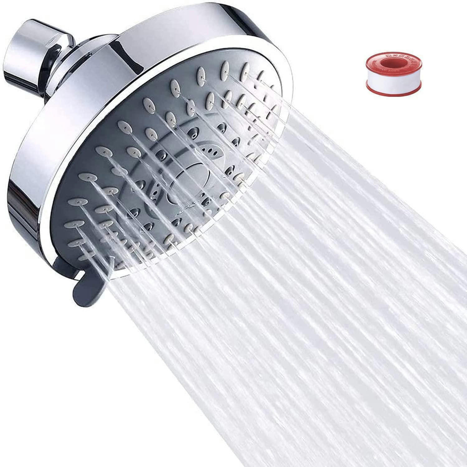 REGENDUSCHE Duschkopf 5 Sprühmodi Chrom 4 Zoll - Silberfarben, Kunststoff (10.4/8/10.9cm)