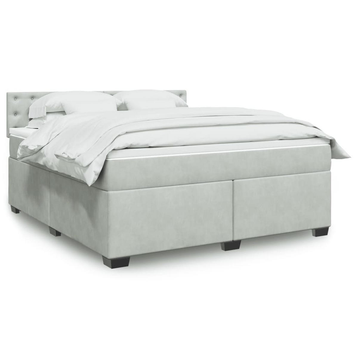 BOXSPRINGBETT 180/200 Cm Grau Samt - Grau, Textil (180/200cm) - vidaXL