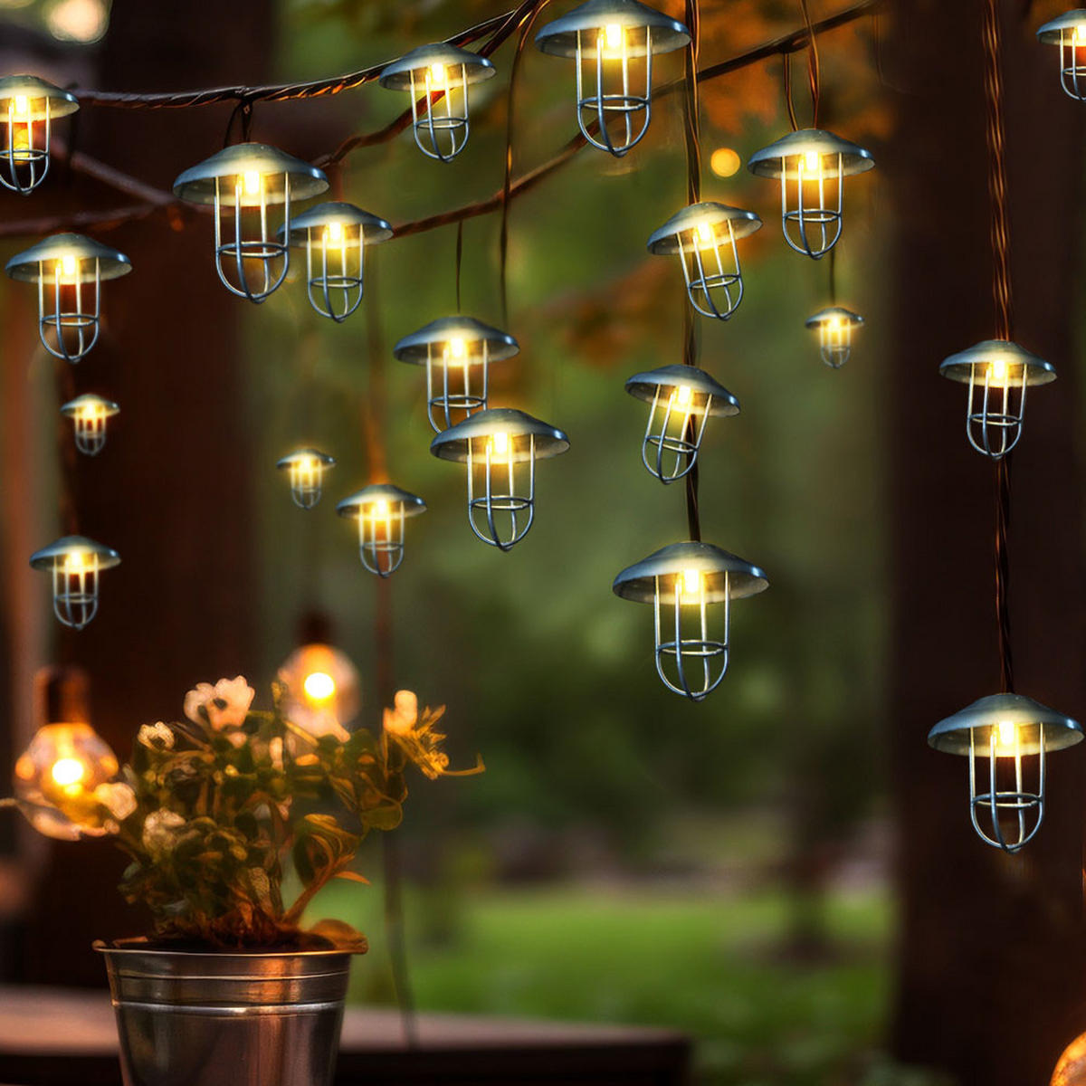 LED AUSSENLEUCHTE Solar Lichterkette Silber - Silberfarben, Metall (200/6/6cm)