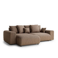 ECKSOFA MIT SCHLAFFUNKTION Solo Braun Webstoff - Schwarz/Braun, Holz/Holzwerkstoff (255/168cm) - Maison de Reve