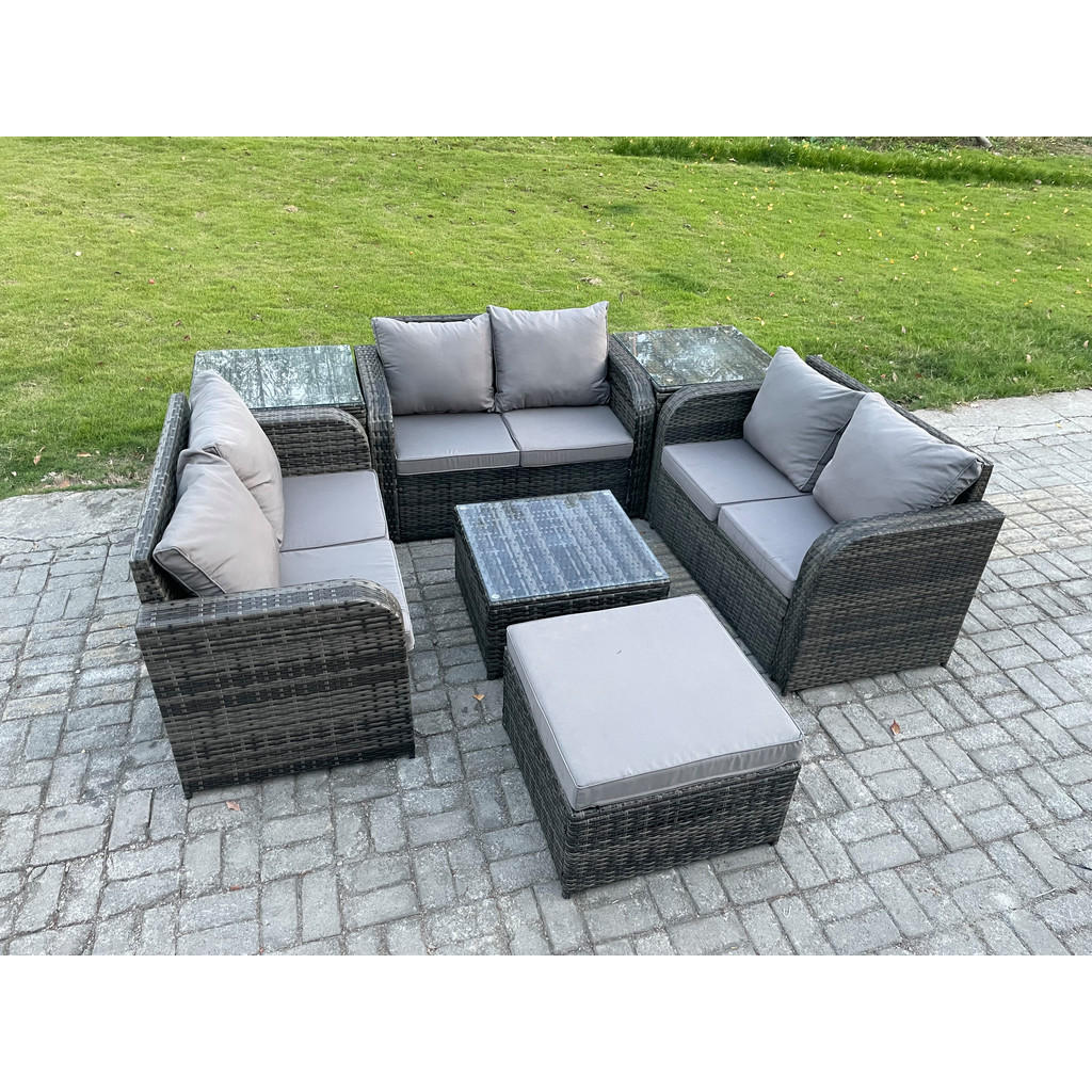 Thumbnail - Fimous Gartenmöbelgarnitur, Dunkelgrau, Metall, 7-Sitzer, Loungemöbel, Loungemöbel-Sets