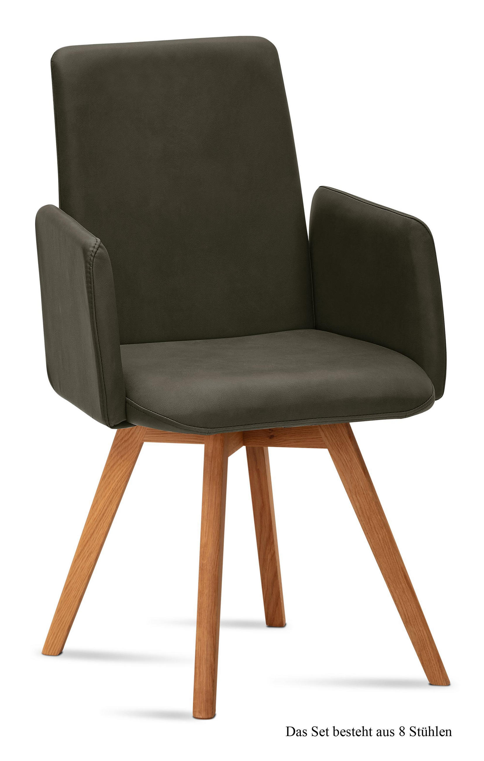 ARMLEHNSTUHL (8er-Set) Dilys 52x92x60 Eiche geölt/Khaki - Dunkelgrün/Eichefarben, Kunststoff (60/92/52cm) - 58aufmkessel