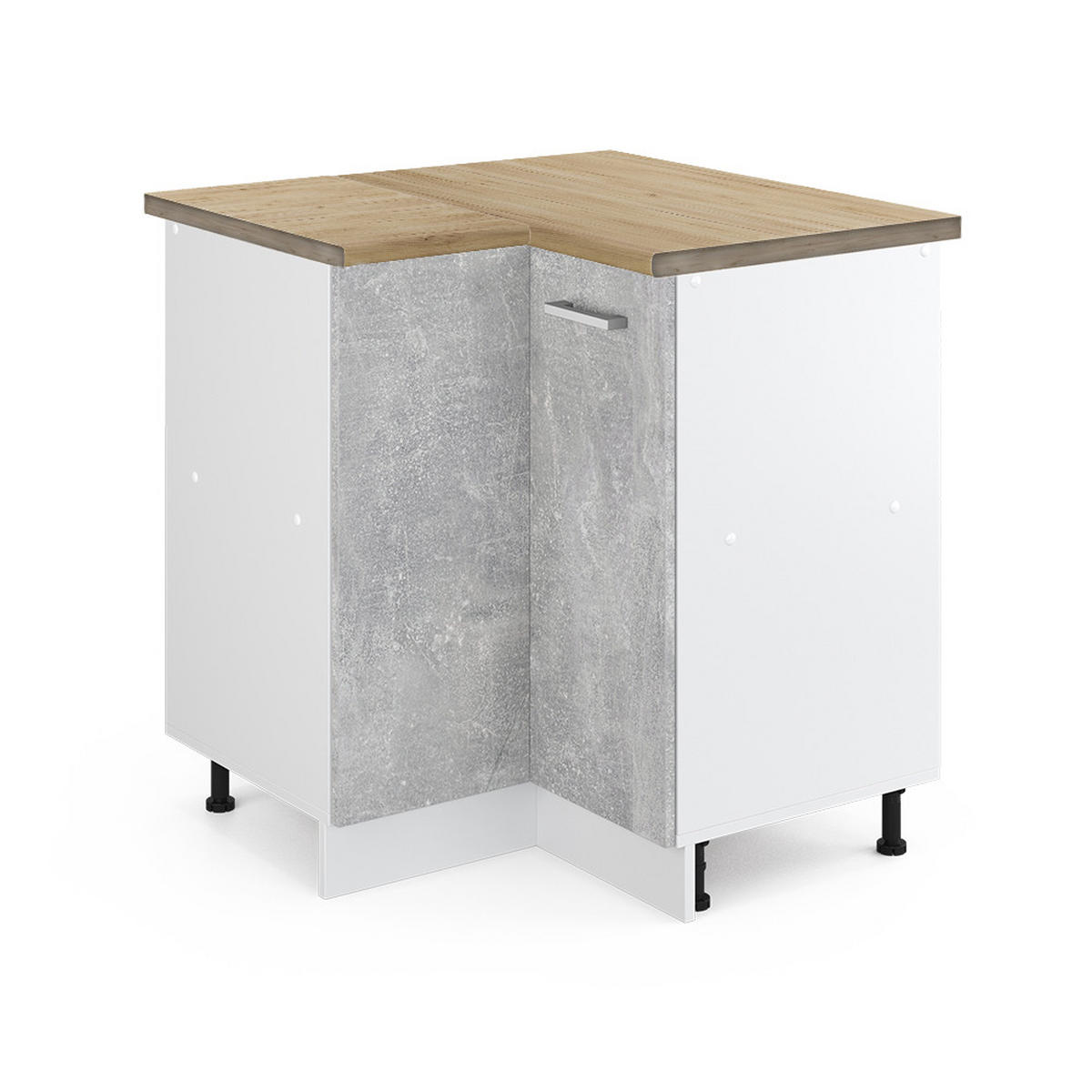ECKUNTERSCHRANK R-Line Beton 75.6 cm, AP Eiche - Schieferfarben/Weiß, Holzwerkstoff (75.6/81.6/60cm) - Vicco