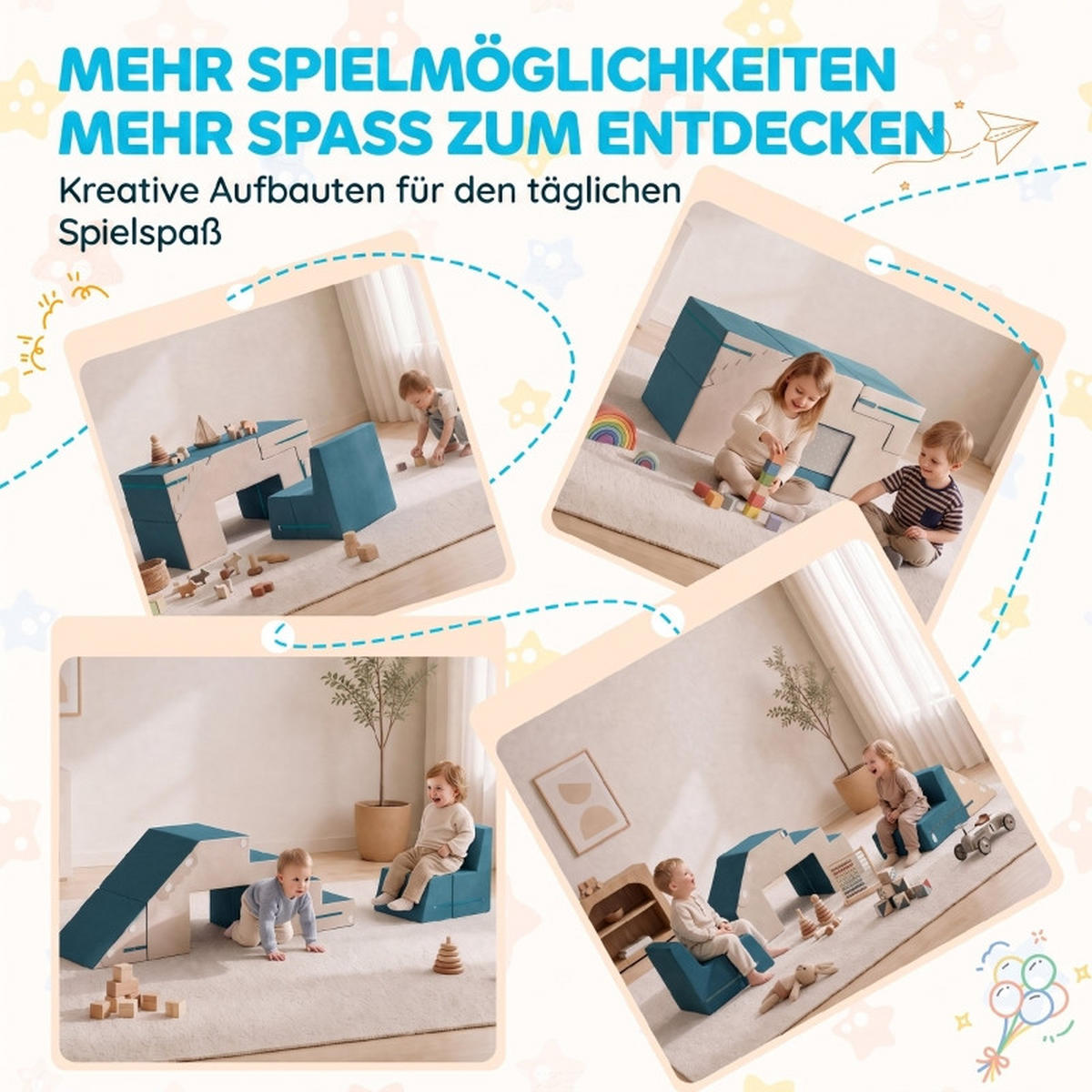 KONSTRUKTIONSSPIELZEUG Bausteine Blau - Blau, Kunststoff (39/44/131cm) - Korfee