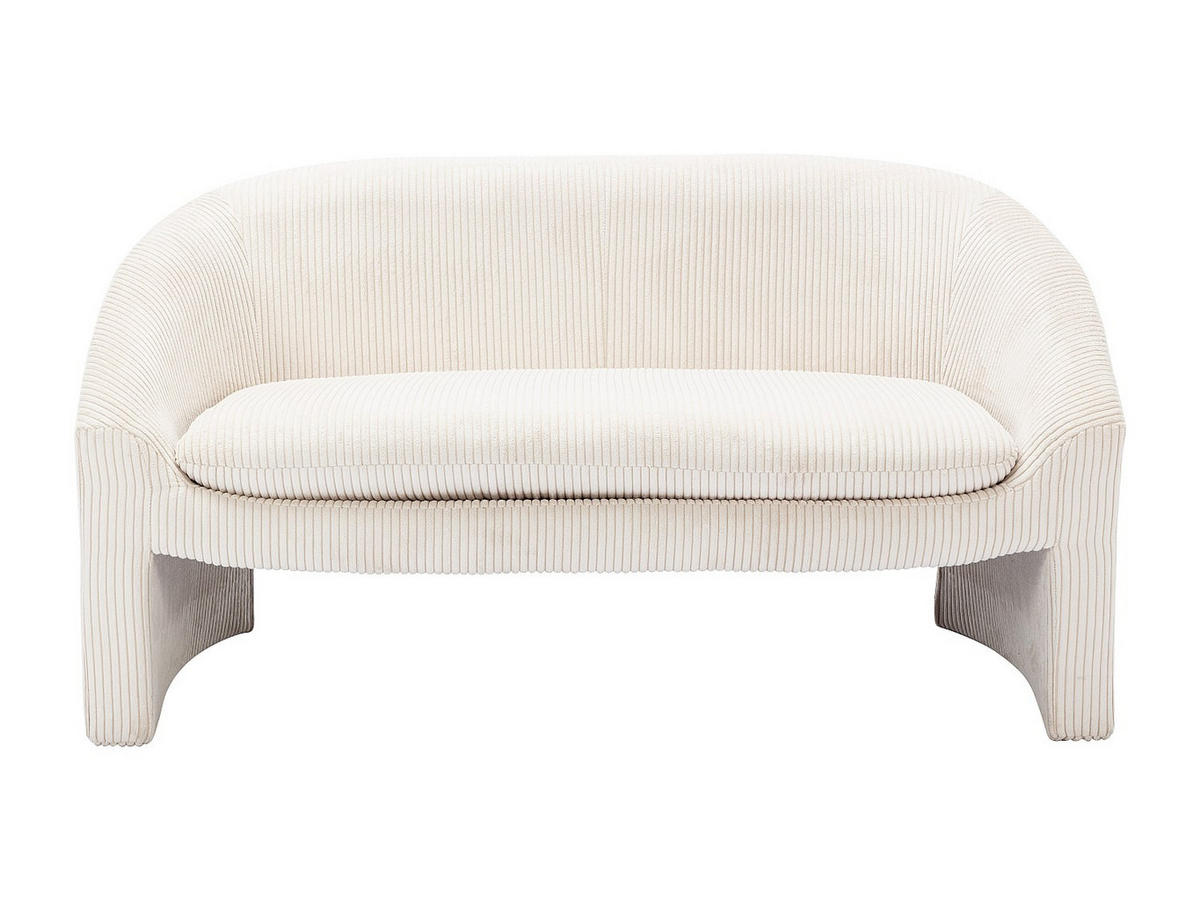 SOFAGARNITUR ohne Schlaffunktion - 3 -Sitzer - Samt - cremefarben - OSSANA - Creme, Textil (137/74/74cm) - Vente-Unique