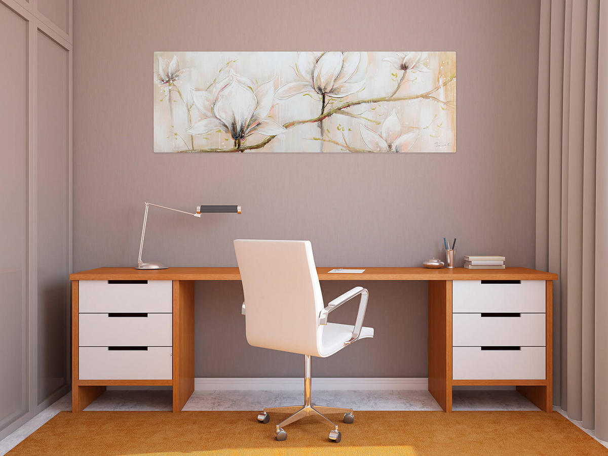 ÖLGEMÄLDE 150/50 cm - Beige/Weiß, Holz/Textil (150/50cm) - KUNSTLOFT
