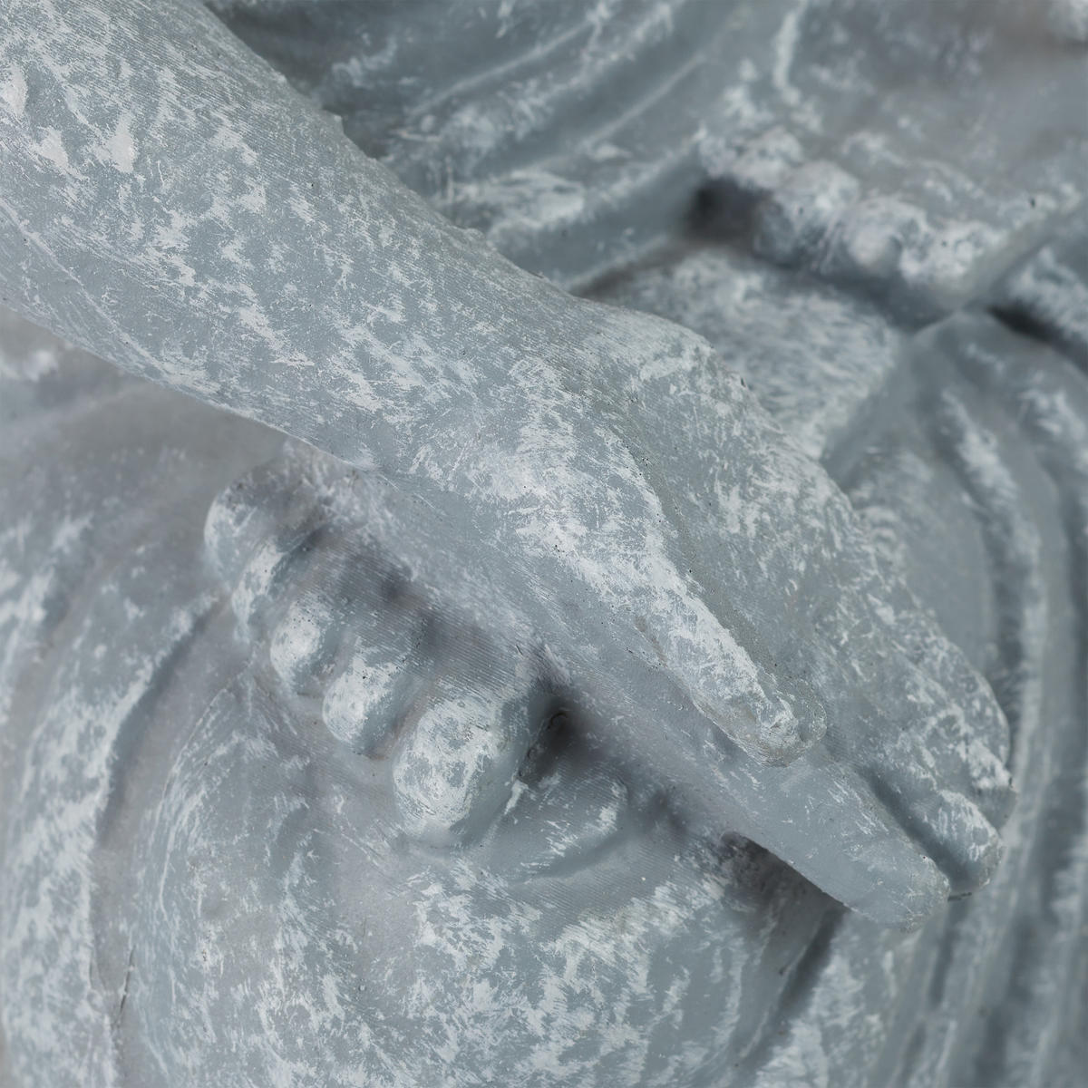 BUDDHAFIGUR - Grau, Kunststoff (10/18/8cm) - Relaxdays