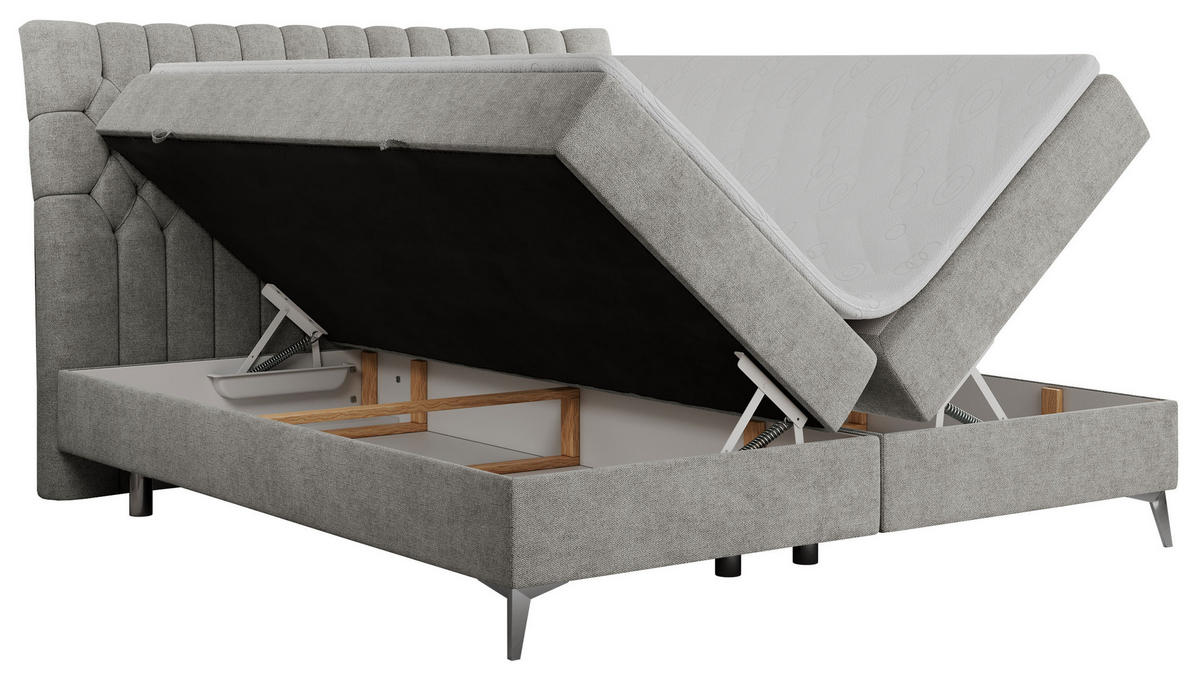 BOXBETT MILEN 180/200 Hellgrau Struktur - H3 - Hellgrau, Holz/Textil (180/200cm) - MKS
