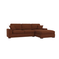 ECKSOFA Saga Terrakotta Cord - Terracotta/Schwarz, Holz/Buchenholz (306/184cm) - S-Style Möbel