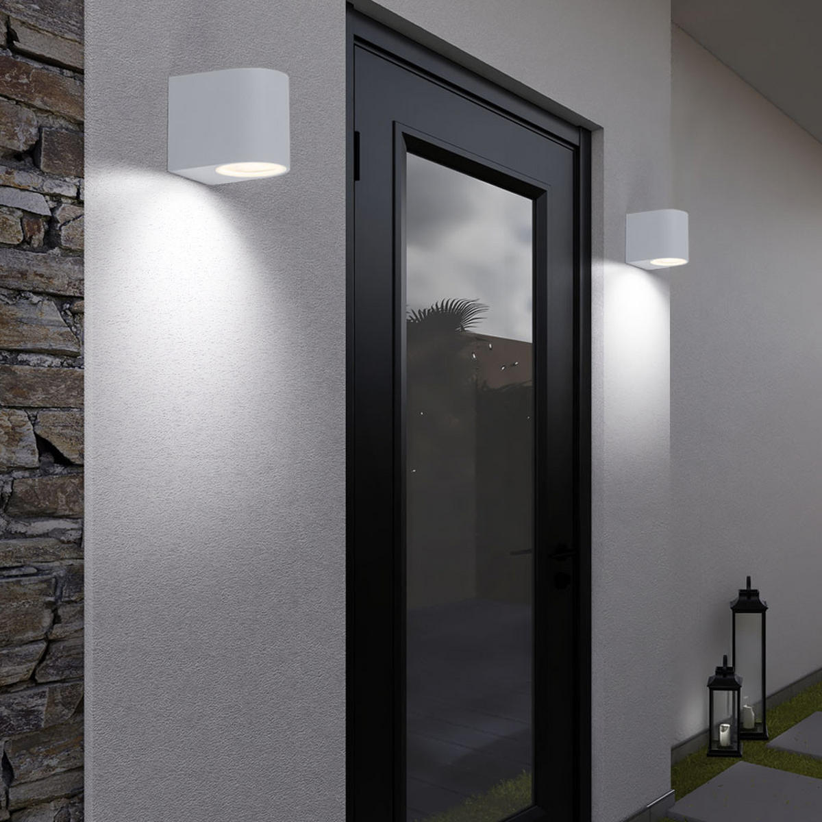 LED AUSSEN-WANDLEUCHTE Aluminium Weiß - Weiß, Metall (6.8/9.2/8cm)
