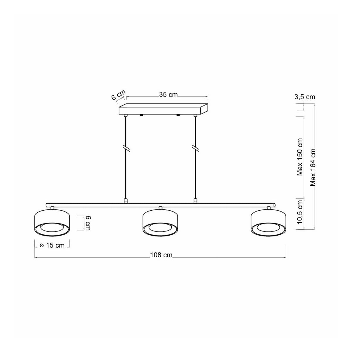 HÄNGELEUCHTE Prins, Messing, 165cm - Goldfarben, Metall (108/15/165cm) - KOSILUM