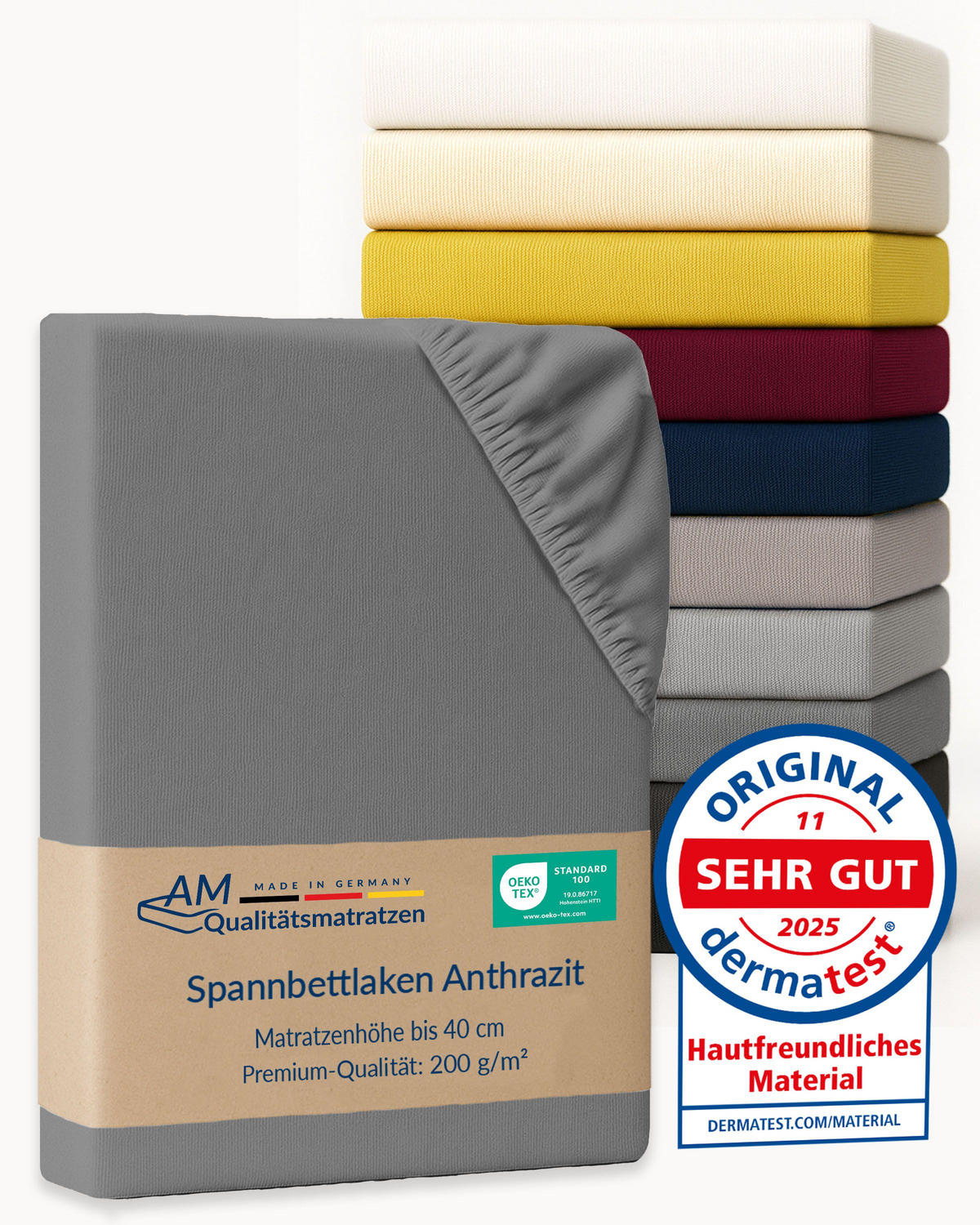 SPANNBETTLAKEN BOXSPRING 140/190/33 cm Anthrazit - Anthrazit, Textil (140/190cm) - AM Qualitätsmatratzen