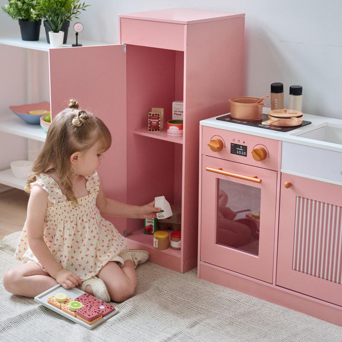 KINDERKÜCHE Chester Pfirsich - Pink, Holzwerkstoff (85/30/80cm) - Teamson Kids