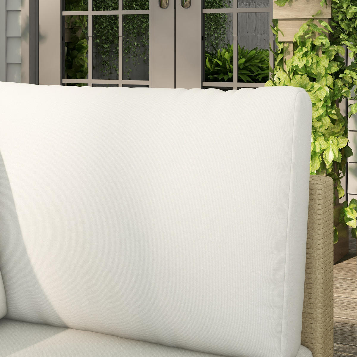 GARTENLOUNGE DE-13588 5‑sitzig mit Glastisch, abnehmbaren Bezügen Beige - Beige, Kunststoff/Metall - ComfortXL
