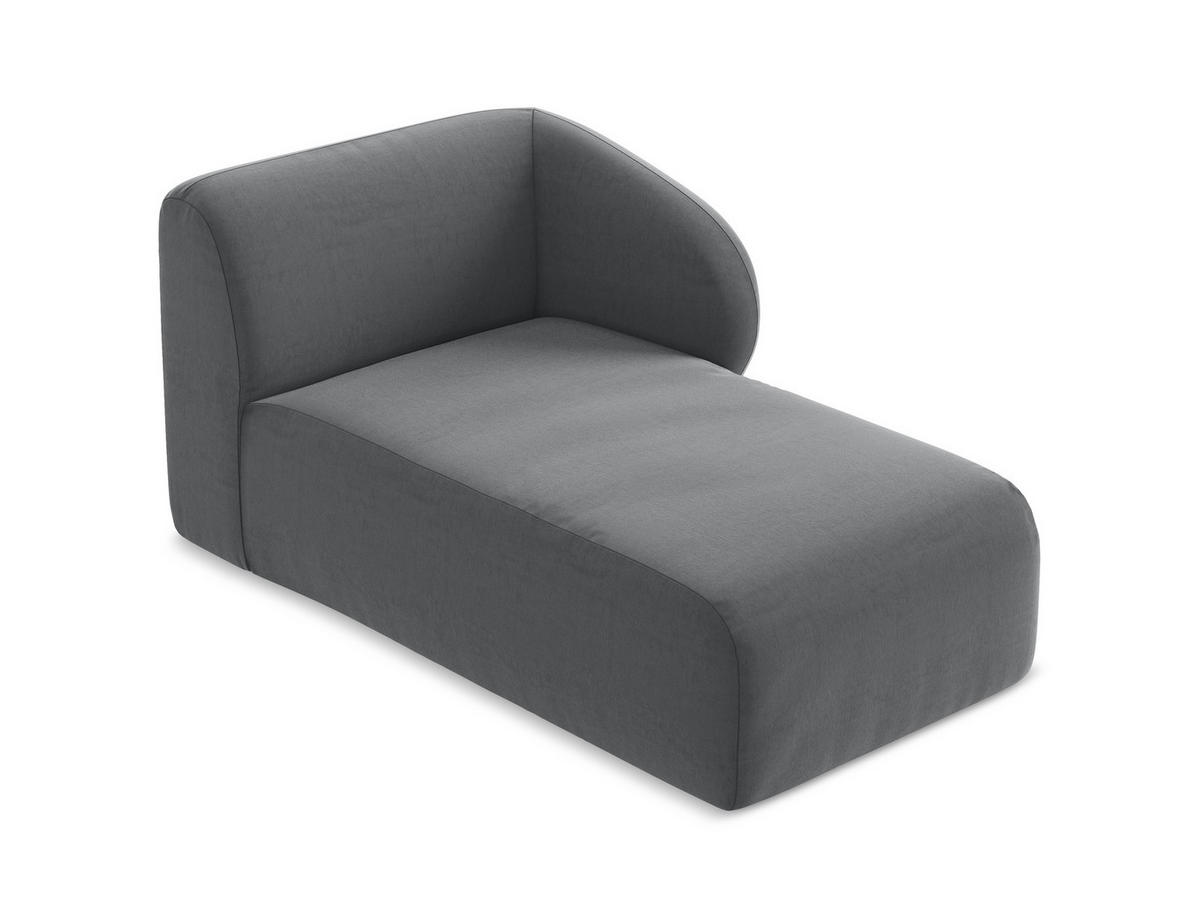 SOFAELEMENT Rechts Samt Stoff Grau - Edelstahlfarben/Schwarz, Holzwerkstoff/Kunststoff (91/75/166cm) - Makamii