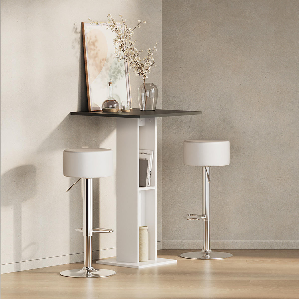 BARTISCH Regusa Weiß/Anthrazit 65 x 65 cm - Anthrazit/Weiß, Holzwerkstoff (65/65/106cm) - Livinity®