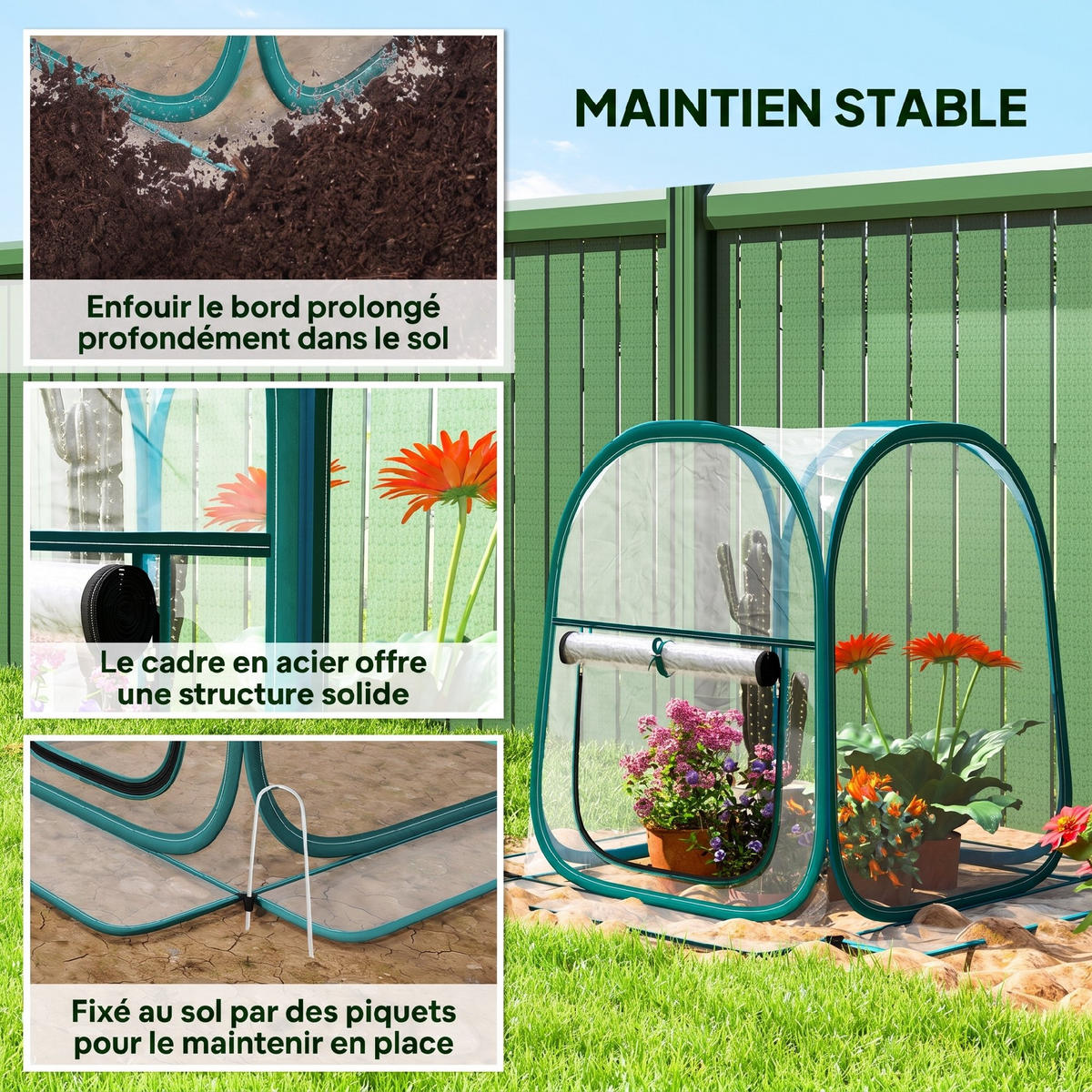 MINI-GEWÄCHSHAUS, Pop-up, PVC, transparent, 70x70x80cm, für Gemüse - Multicolor, Kunststoff (70/80/70cm) - FORIOUS