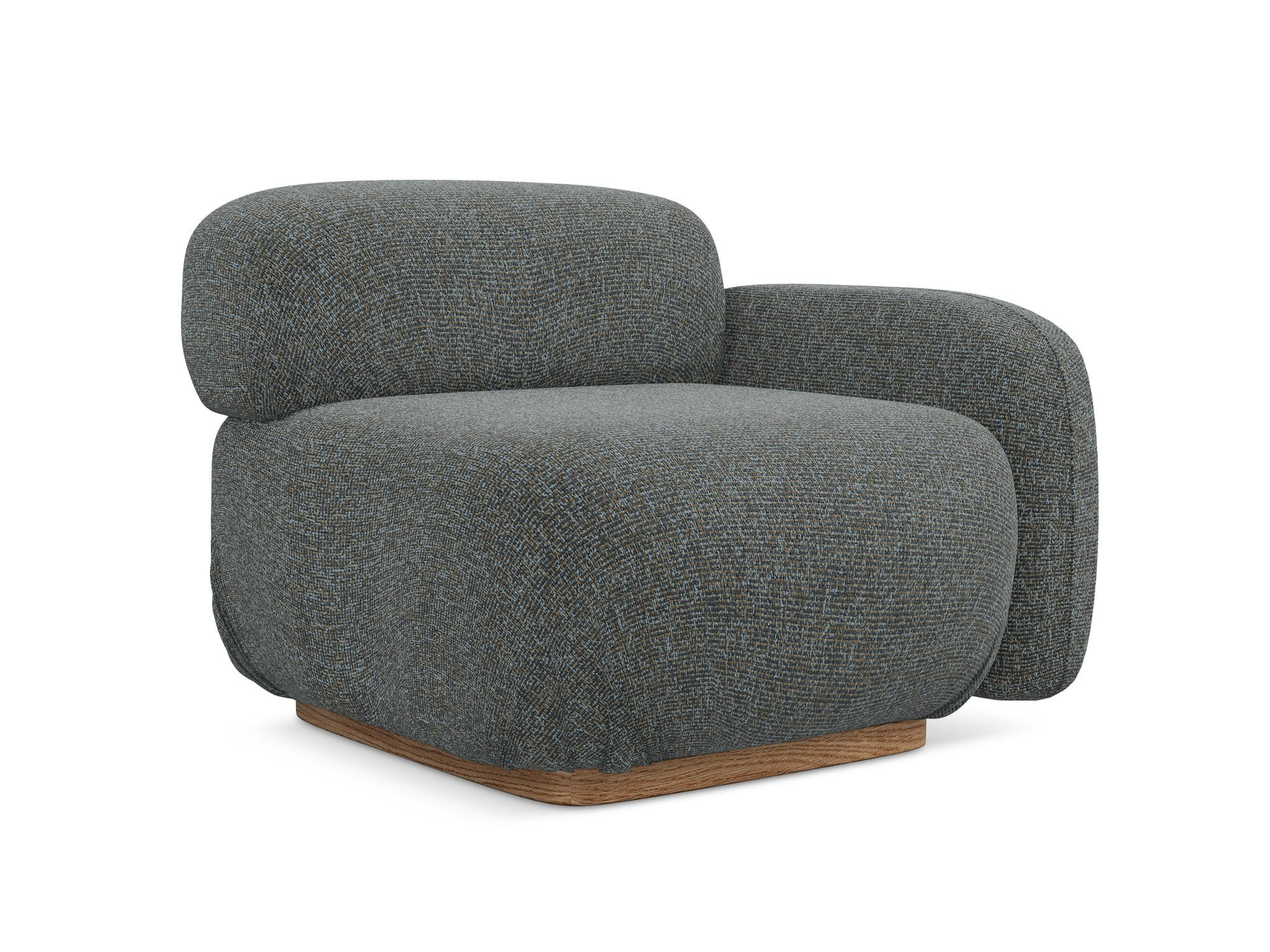 SOFAELEMENT Rechts Strukturstoff Stoff Grau - Dunkelgrau/Braun, Holz/Textil (95/73/95cm) - Makamii