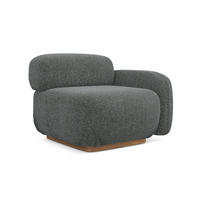 SOFAELEMENT Rechts Strukturstoff Stoff Grau - Dunkelgrau/Braun, Holz/Textil (95/73/95cm) - Makamii