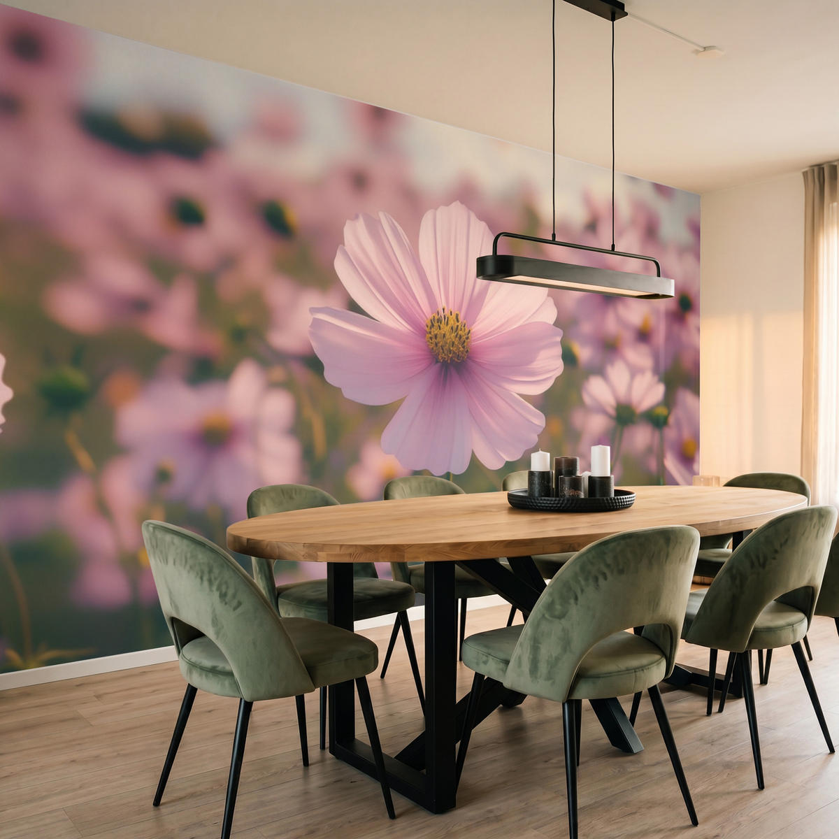 TAPETE - Blumen - Lila - Unscharf - 350x200 cm - Rosa, Papier (350/200cm) - OnlyWow