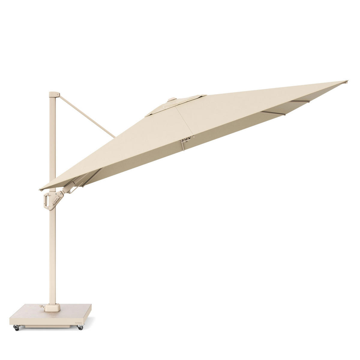 AMPELSCHIRM quadratisch 3 x 3 m Challenger T² Premium 360° kippbar natur/sand - Creme, Metall (300/300cm) - Platinum