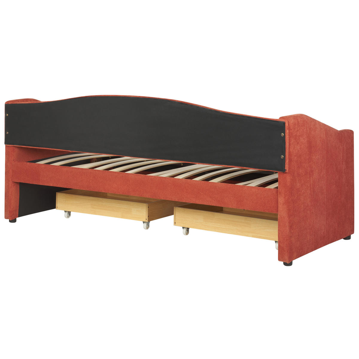 TAGESBETT mit Stauraum 90x200 cm Rot Vittel - Rot, Textil (90/200cm) - Beliani