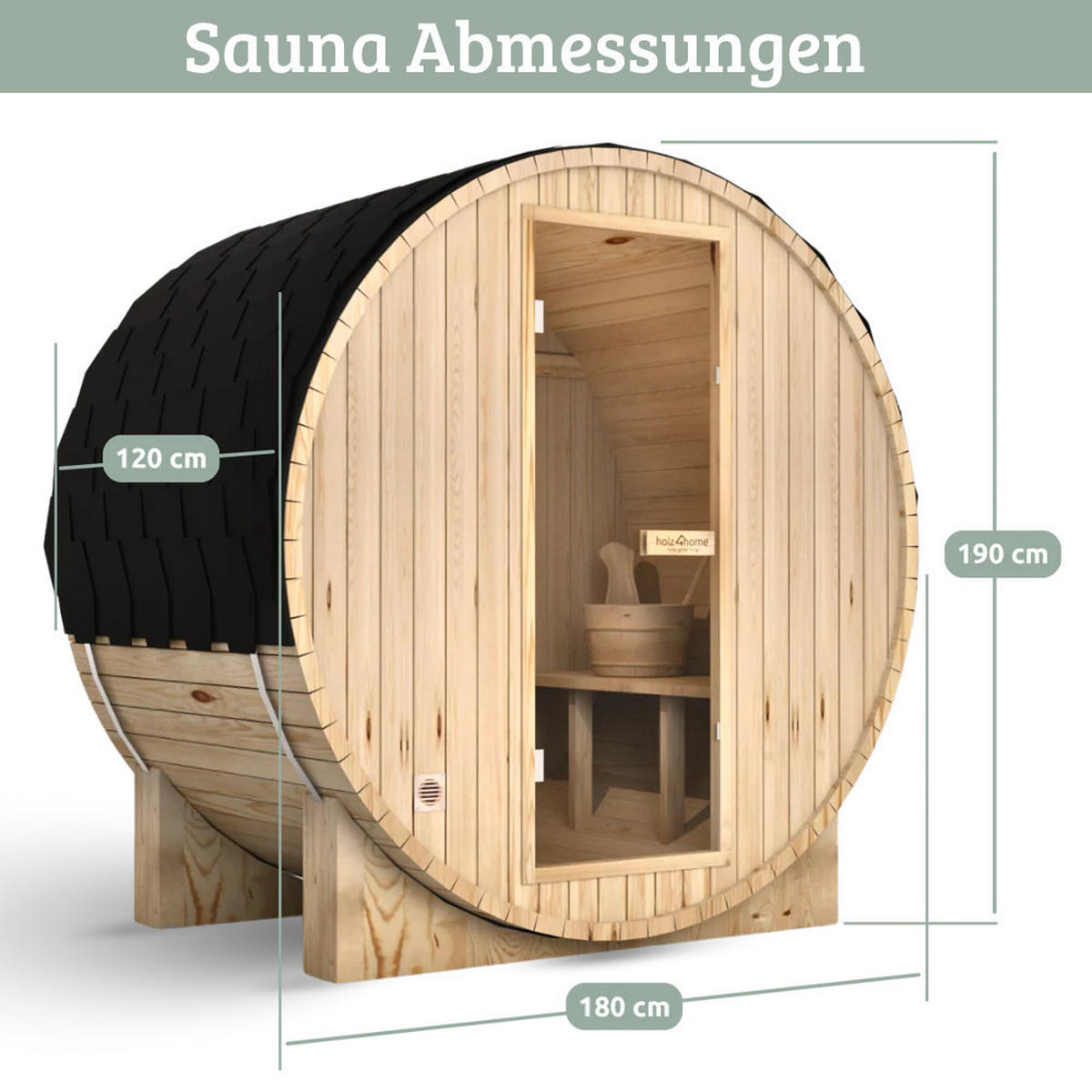 FASSSAUNA Outdoor mit Elektroofen PIET für 2 Personen Externe Montage - Braun, Holz (180/190/120cm) - DELUKE