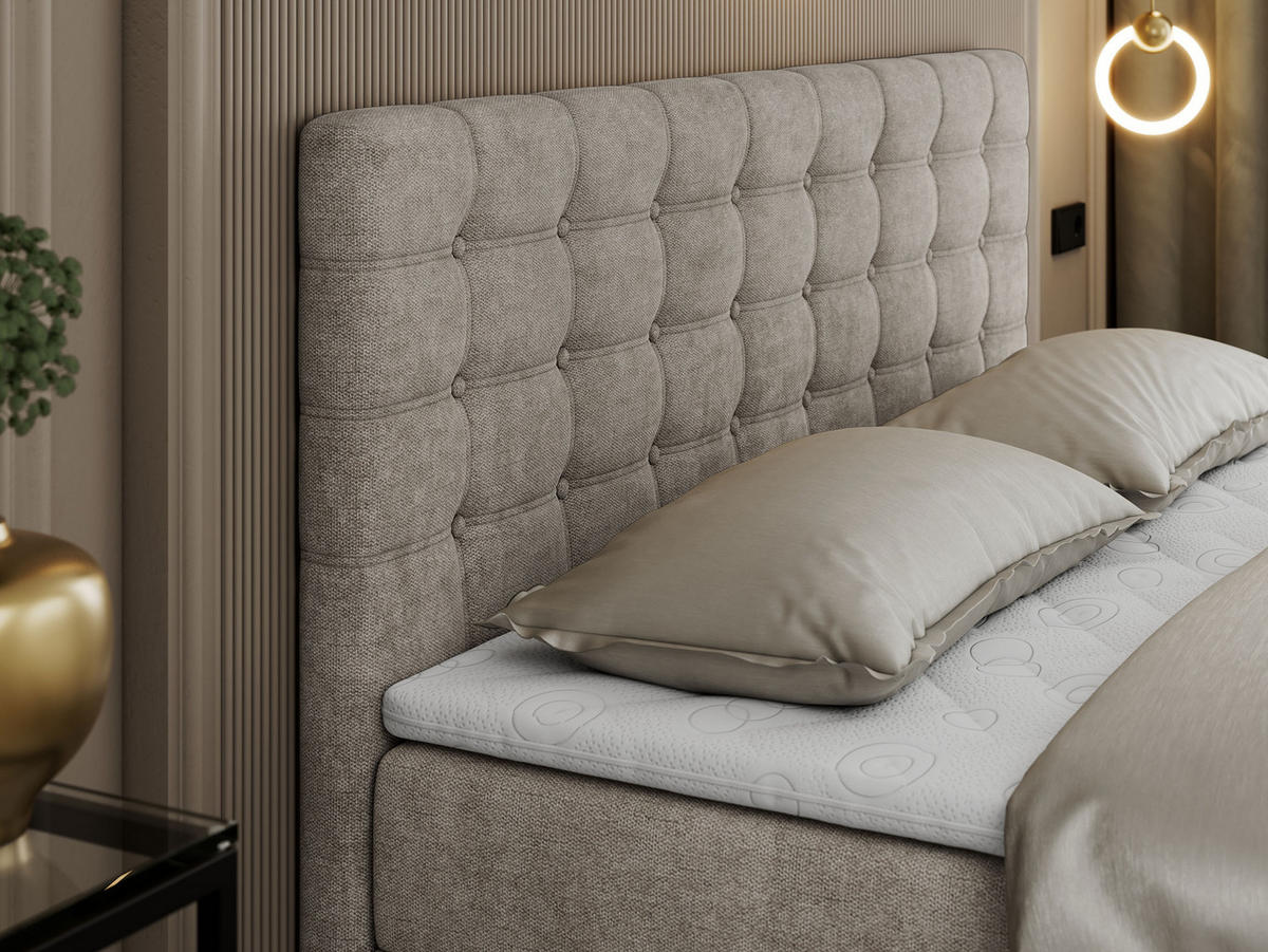 BOXBETT SUSAN 140/200 Beige Struktur - H3 - Beige, Holz/Textil (140/200cm) - MKS