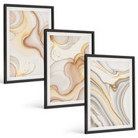 BILDER SET 3er Set - 40x60 cm Schwarzer Rahmen - Lineare abstrakte Motive - Schwarz, Kunststoff (40/60cm) - TULUP