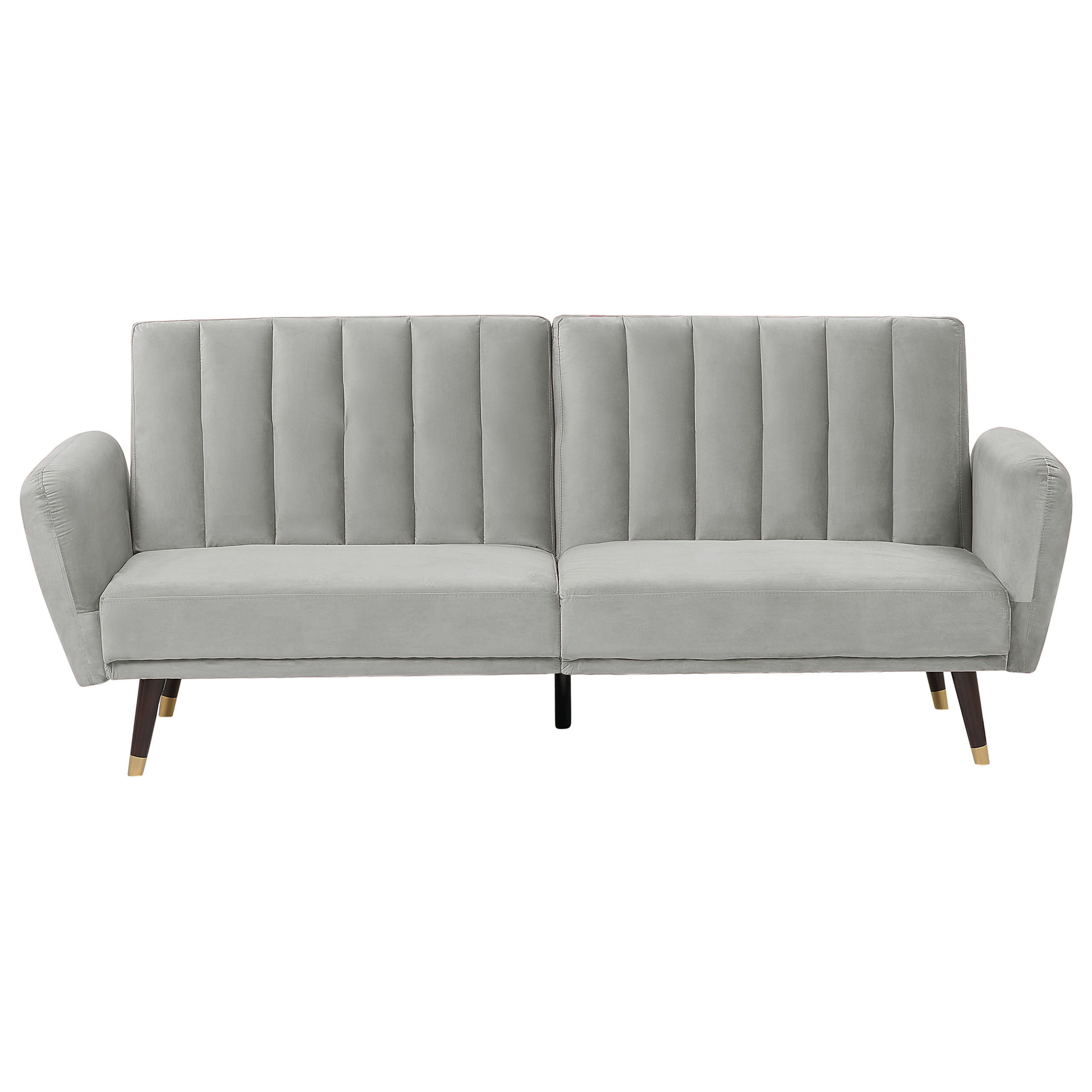 3-SITZER-SCHLAFSOFA Samtstoff Hellgrau Vimmerby - Hellgrau, Textil (212/90/80cm) - Beliani