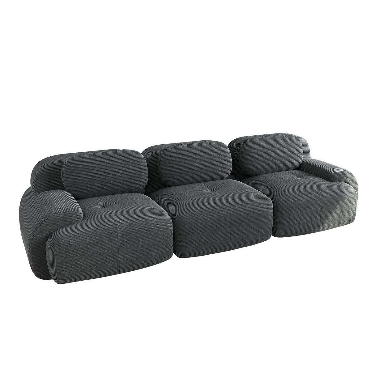 ECKSOFA 298/103/75 cm grau aus Cordstoff montagefrei und rutschfest - Grau, Textil (103/298cm) - OKWISH