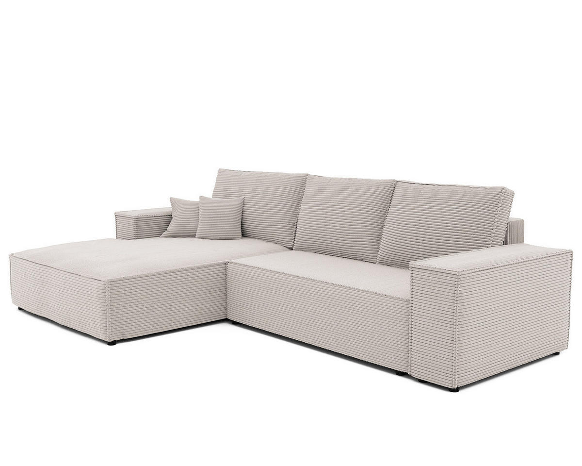 ECKSOFA NOVA mit Schlaffunktion und Bettkasten Creme - Creme, Holzwerkstoff/Kunststoff (250/160cm) - Idohome