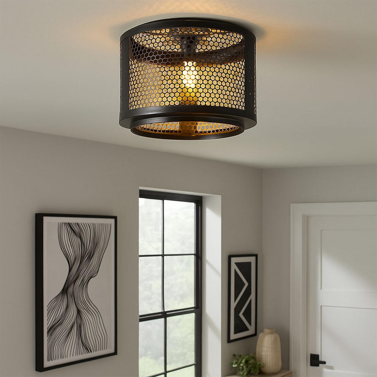 LED DECKENLEUCHTE VITO Metall Schwarz Gold - Schwarz, Metall (40/40/34cm) - Nowa