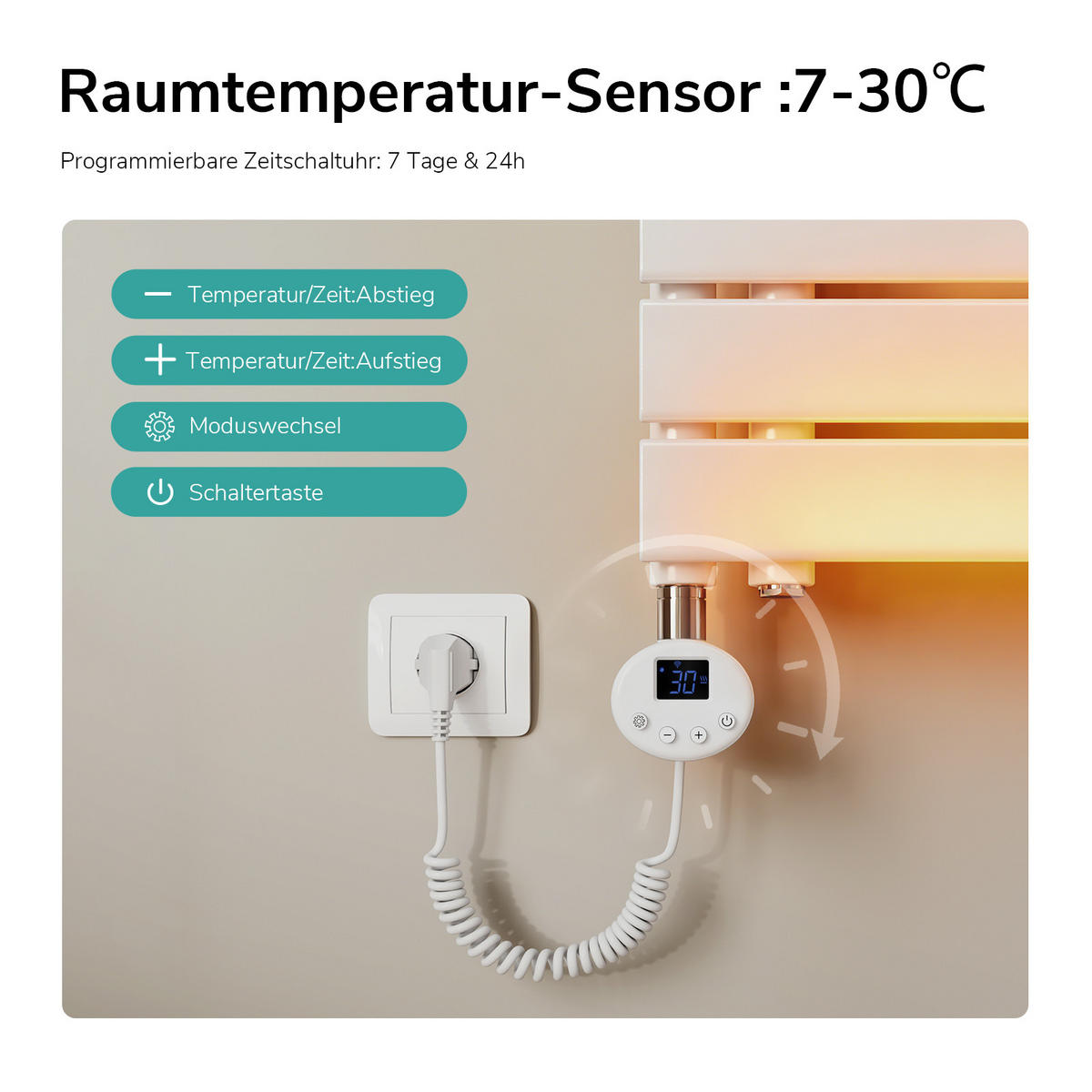 HEIZKÖRPER Elektrisch WLAN Thermostat Weiß - Weiß, Metall (60/159.9/5.9cm) - EMKE