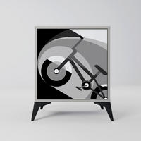 SIDEBOARD BIKE ENERGY, Grau, 57,5x42x70,5 cm, Schwarze Metall-Sternfüße - Multicolor/Schwarz, Holzwerkstoff/Metall (57.5/70.5/42cm) - SpaceRebels
