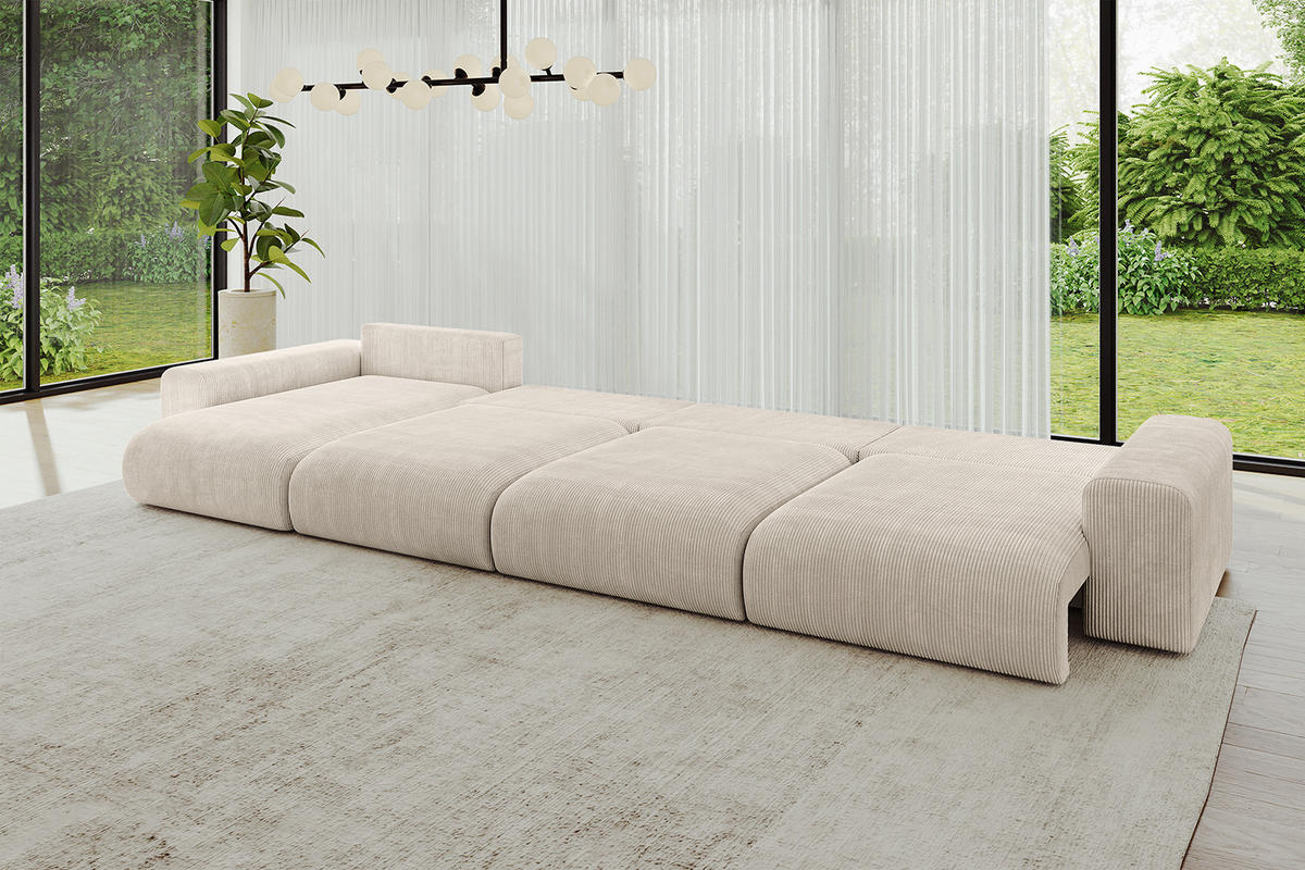 WOHNLANDSCHAFT mit Schlaffunktion ESKAR-U2-464x176x72cm Beige - Ecru, Holzwerkstoff/Kunststoff (176/72/464cm) - ALTDECOR