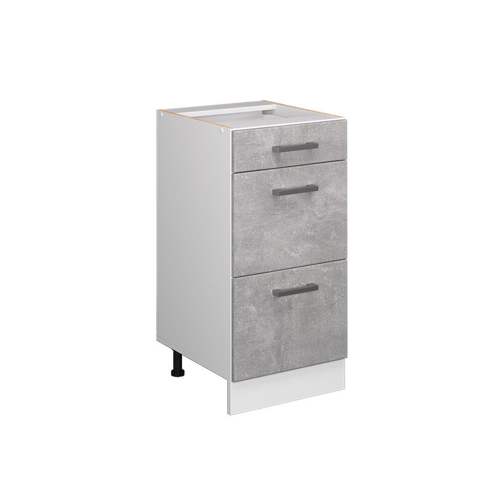 KÜCHENUNTERSCHRANK R-Line Beton 40 cm mit Schubladen, ohne AP - Schieferfarben/Hellgrau, Holzwerkstoff (40/81.6/46cm) - Vicco
