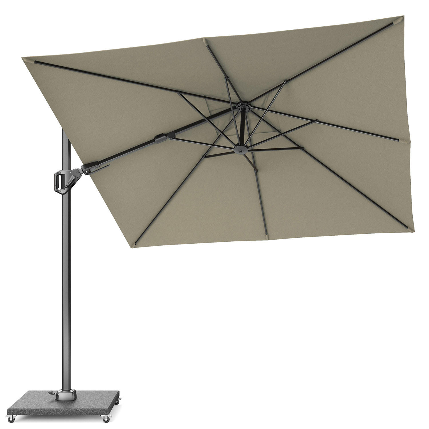 AMPELSCHIRM quadratisch 2.7 x 2.7 m Voyager T² Basic 360° kippbar taupe/anthrazit - Taupe, Metall (270/270cm) - Platinum