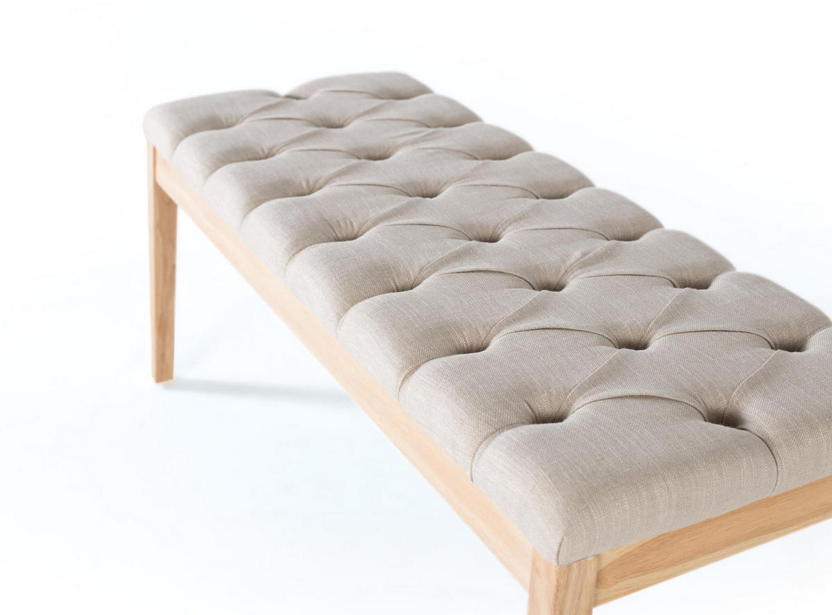 SITZBANK aus Kiefernholz mit beigem Stoffbezug - Beige, Holz (45/47/122cm) - Giner y Colomer