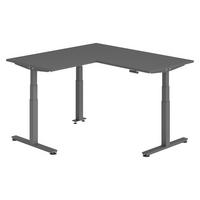 ECKSCHREIBTISCH elektrisch höhenverstellbar L-Form 160/160/74 cm in Graphitfarben/Graphitfarben - Graphitfarben, Holzwerkstoff (160/160/74cm) - bümö