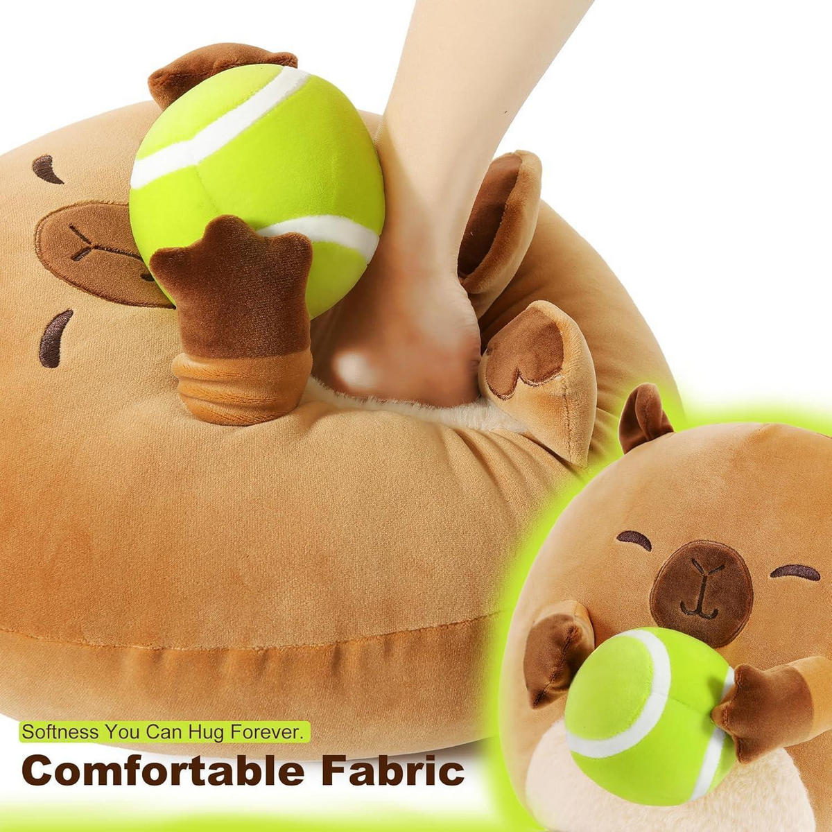 PLÜSCHTIER Capybara mit Tennis 35 cm - Braun, Textil (30/30cm)