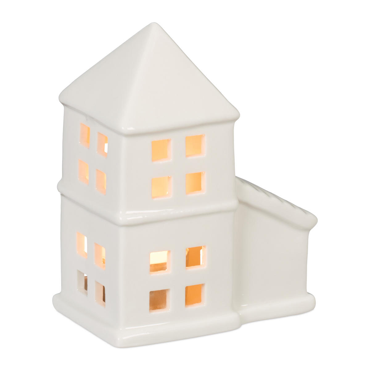 TEELICHTHAUS - Weiß, Keramik (11.5cm) - Relaxdays