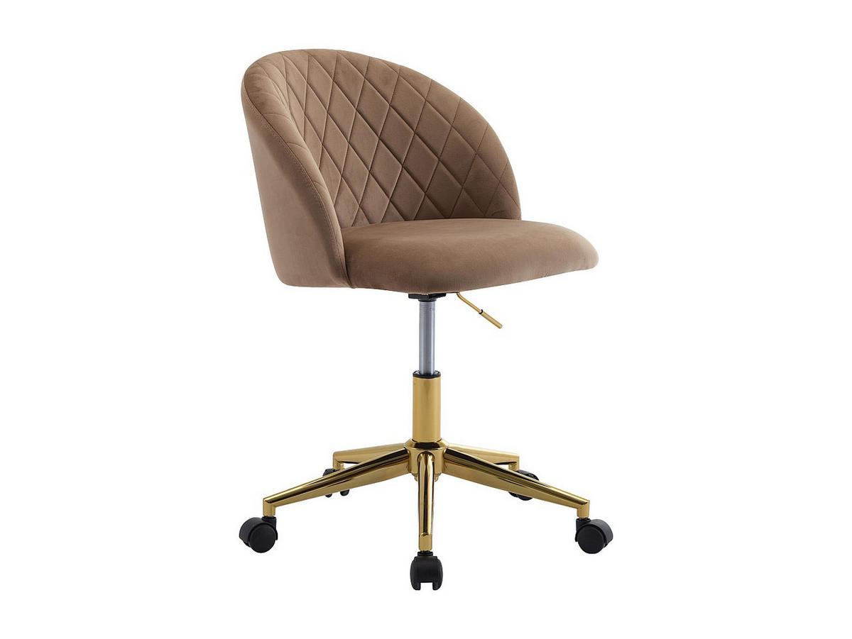 BÜROSTUHL ohne Armlehnen - 54 cm x 55.5 cm - samt - beige Poriani - Beige, Textil/Metall (54/84/55.5cm) - Vente-Unique
